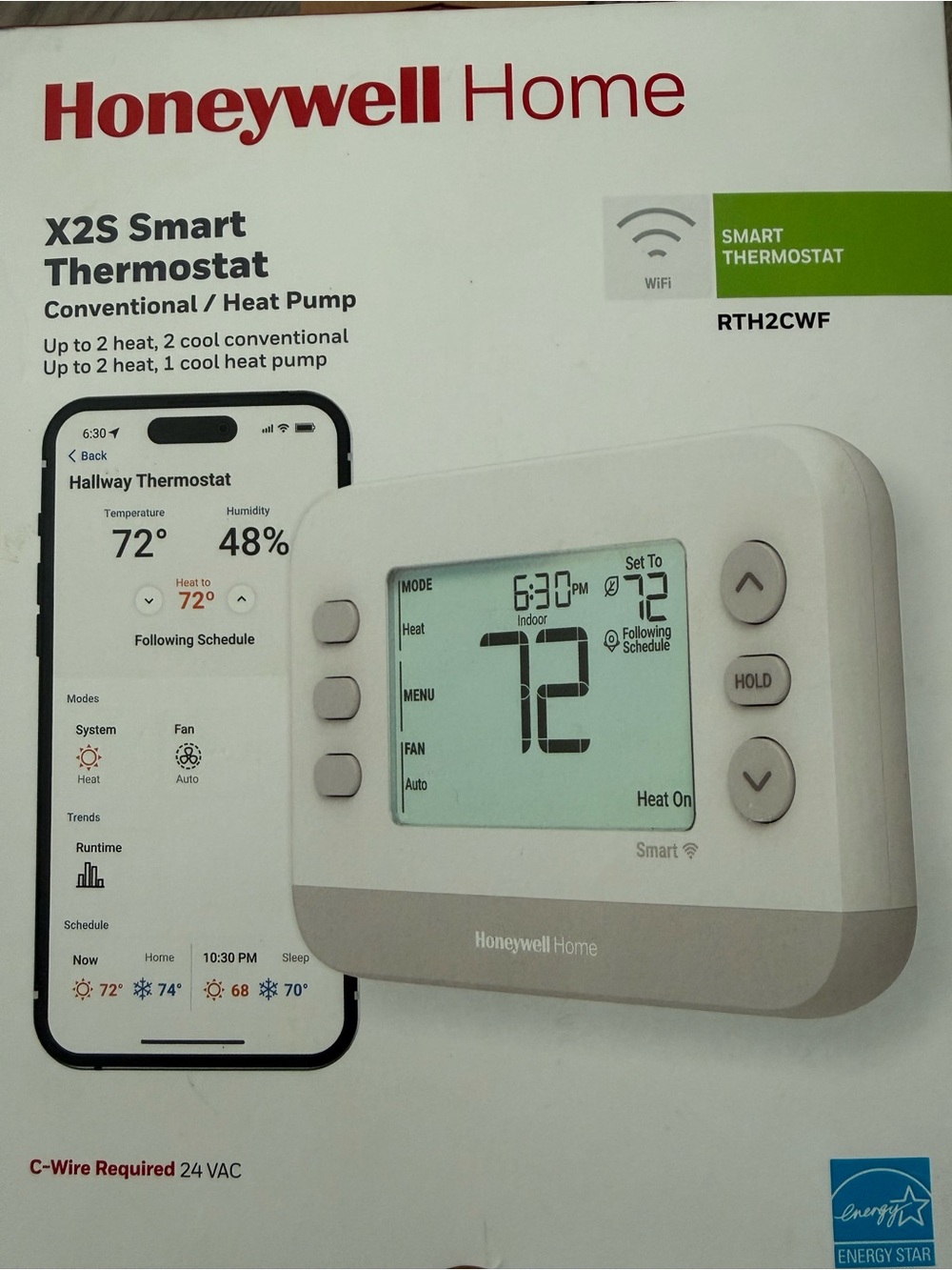 NEW! Honeywell Home Smart Thermostat, Conventional/Heat Pump Compatibility, WiFi
